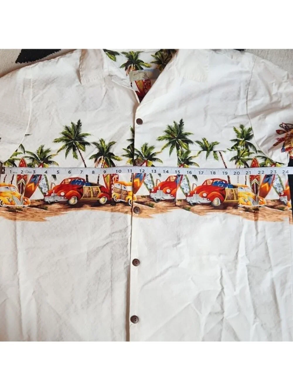 HIGH SURF, Tropical Hawaiian Surfing Palm Trees, Print Men's Vacation Shirt 2X - Picture 6 of 8